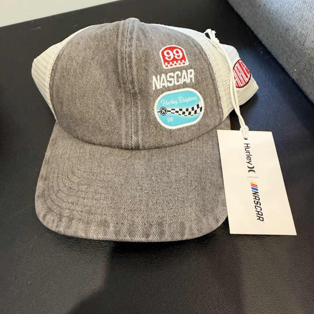 Hurley x NASCAR Gray Unstructured Trucker Snapback Hat